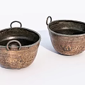 Traditional Vintage Copper Kitchen Bowls With Dual Handles And Rustic Design