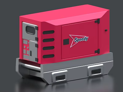 Red Speedy Industrial Equipment With Silver Base Front Panel And Ventilation Slots 3d model