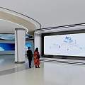 Modern Interactive Exhibition Space With VR Headsets And Round Display Tables