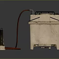 Portable Industrial Equipment With White Container Red Hose Metal Handles And Small Device