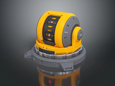 Yellow Laser Level Tool With Black Panel Buttons Indicator Lights And Gray Base 3d model