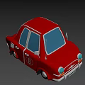 Cartoon Style Red Car With Number 8 Transparent Windows And Small Antenna