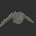 Gray Cropped Knit Top With Long Sleeves And Zip Closure