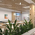 Restaurant Kitchen Interior With Hanging Menu Boards Modern Counter And Tile Wall Design