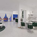 Modern Beauty Hair Salon Interior With Green Chairs And Styling Stations