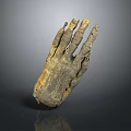 Decorative Hand Shaped Household Item With Dry Textured Surface In Yellow Grey Tone