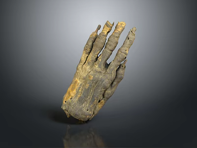 Decorative Hand Shaped Household Item With Dry Textured Surface In Yellow Grey Tone 3d model