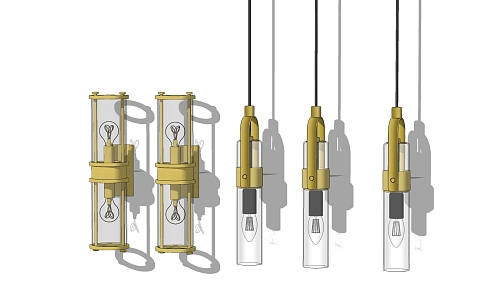 Modern lighting combination metal chandelier wall lamp 3d model