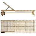 Outdoor Wooden Lounge Chair With Woven Design And Rolling Wheels
