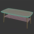 Stylish Pink Coffee Table Featuring Wooden Top Metal Legs And Lower Shelf