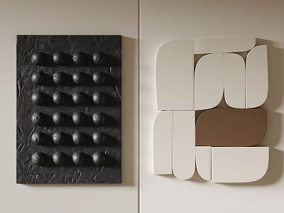 Artistic Wall Hangings With Geometric Shapes And Textured Black Elements 3d model