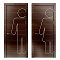 Swing Doors With Male And Female Icons For Public Restroom Facilities