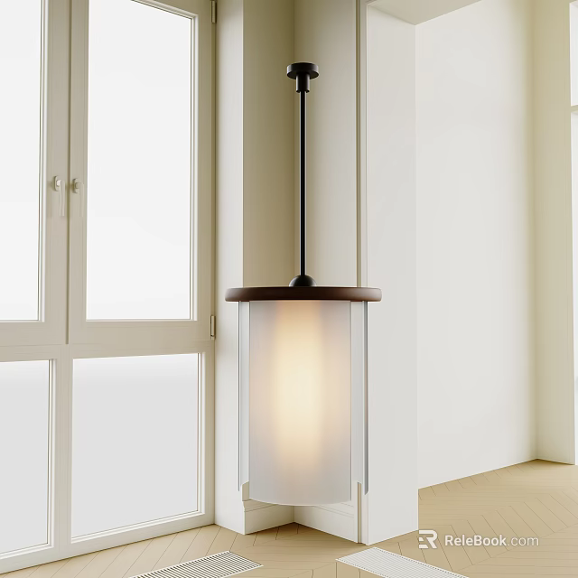 Modern Minimalist Pendant Light With White Shade And Wooden Base For Home Interior Decor 3d model 