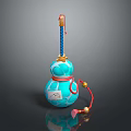 Commercial Gourd Shaped Equipment With Blue Body Gold Accents Red String Decoration And White Label