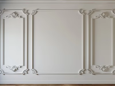 Elegant White Wall Panel With Decorative Lines And Carved Molding Details 3d model