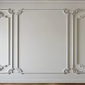 Elegant White Wall Panel With Decorative Lines And Carved Molding Details