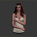 Game Movie Female Character With Long Brown Braided Hair And Golden Headpiece In White Dress