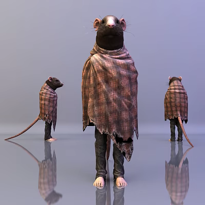 Modern game character rat head person 3d model Modern game character rat head person 3d model