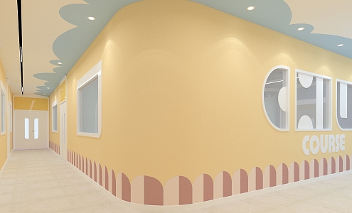 Modern Kindergarten Corridor 3d model