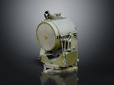 Vintage Kitchen Stove With Round Metal Body And Decorative Chain 3d model