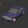 Blue Mercedes Benz Classic Sedan with White Wheels and Shiny Exterior
