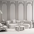 Modern Sofa Coffee Table Combination Curved Sofa Corner Combination 3d model
