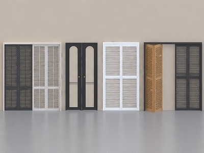 Shutters Window Venetian Blinds Wooden Door European Style Wooden Door 3d model