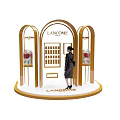 LANCOME Exhibition Booth With Golden Arch Design Mannequin And Rose Display Cabinets