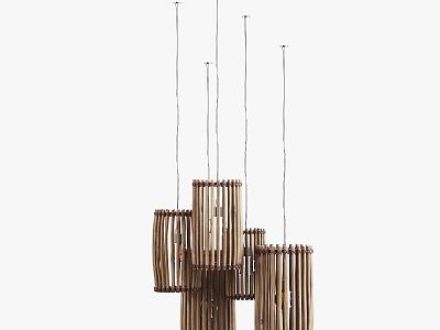 Rattan chandelier bamboo single head model