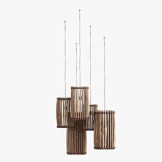 Rattan chandelier bamboo single head 3d model