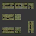 Green Grass Covered Rock Blocks With Various Shapes And Textures 3d model