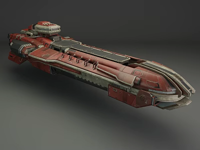 Red Futuristic Sci Fi Spaceship With Streamlined Design And Armored Structure 3d model