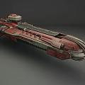 Red Futuristic Sci Fi Spaceship With Streamlined Design And Armored Structure 3d model