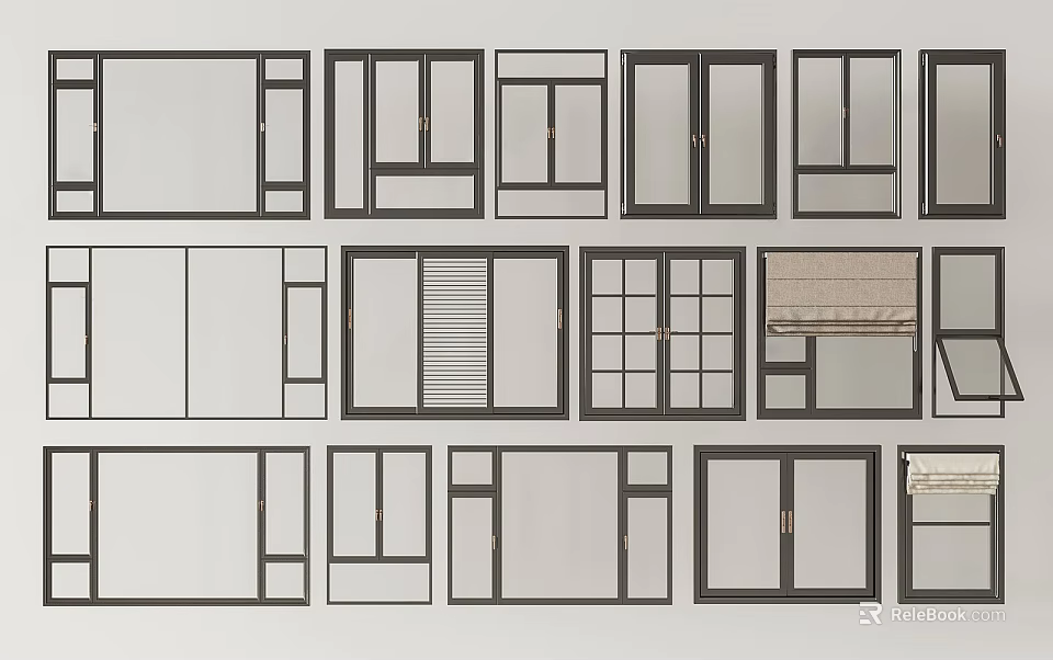 Modern Casement Windows Different Design Styles With Various Frames And Glass Options 3d model
