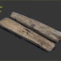 Two Natural Solid Wooden Logs With Visible Grain Texture As Decorative Material Pieces
