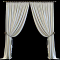 Elegant White Flowy Curtains With Tassel Ties And Soft Pleated Design 3d model
