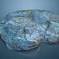 Natural Stone Formation With Mossy Green Surface And Rough Textured Details