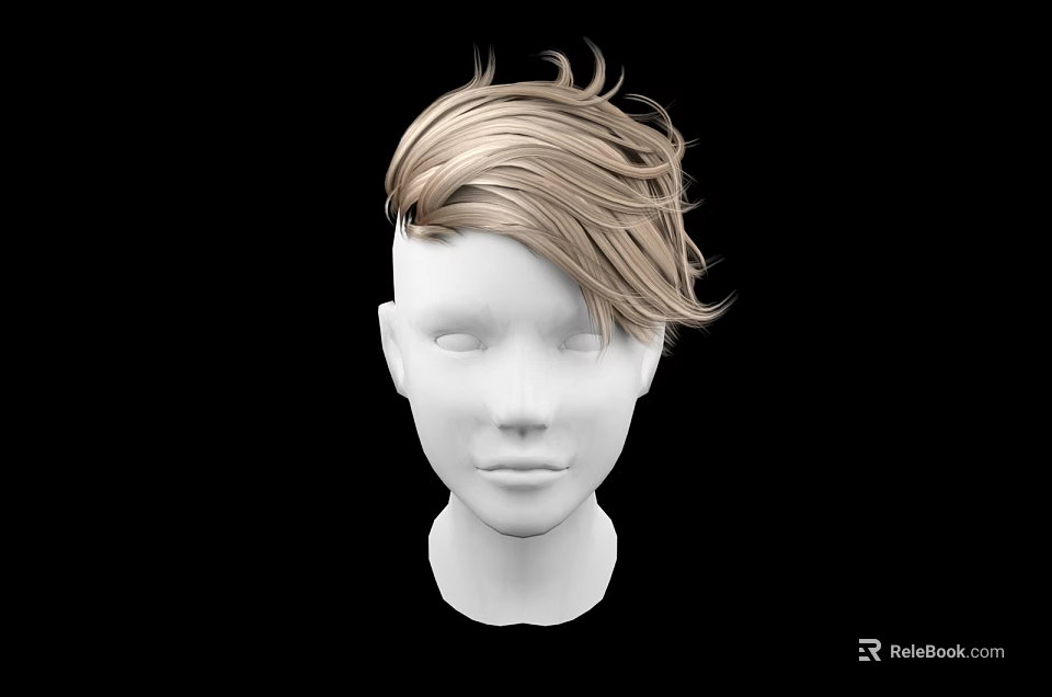 Game and Movie Character With White Head Model Blonde Messy Short Hair 3d model 