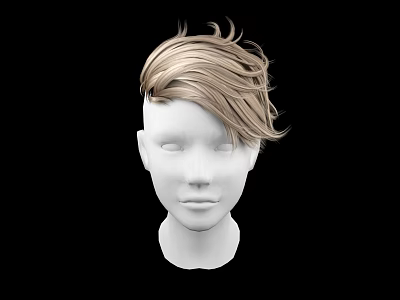 Game and Movie Character With White Head Model Blonde Messy Short Hair 3d model
