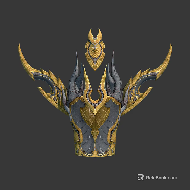 Elegant Gold And Black Decorative Living Accessories With Spiked Design Elements 3d model