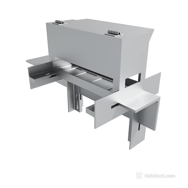 Stainless Steel Industrial Mechanical Component With Flat Surfaces And Mounting Brackets 3d model