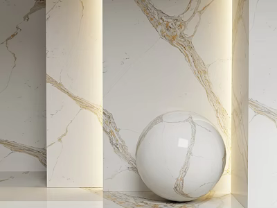 Marble Decorative Components With White Veined Surfaces And Sphere Design 3d model