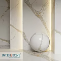 Marble Decorative Components With White Veined Surfaces And Sphere Design