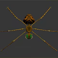 3D Designed Spider Model With Orange Yellow Body Green Eyes And Long Thin Legs