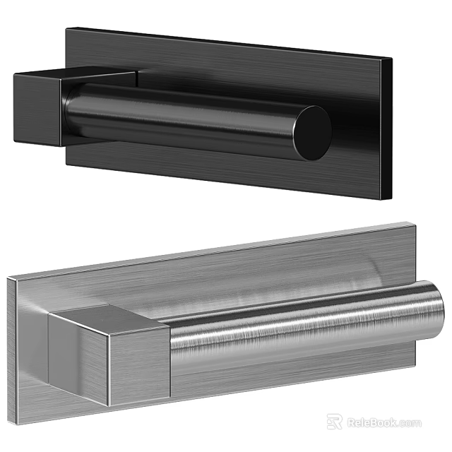 Modern Metal Door Handles With Sleek Rectangular Base And Cylindrical Grip 3d model 