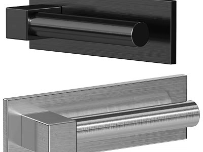 Modern Metal Door Handles With Sleek Rectangular Base And Cylindrical Grip 3d model