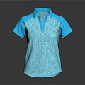 Light Blue Short Sleeve Polo Shirt With Collared V Neck Casual Style