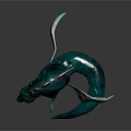 3D Mythical Dragon Sculpture With Teal Green Shiny Body Spiked Back And Detailed Wings