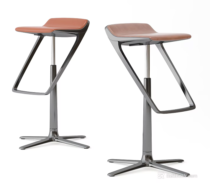 Modern Bar Stools With Leather Seats And Metal Frame For Kitchen Counter Home Use 3d model 