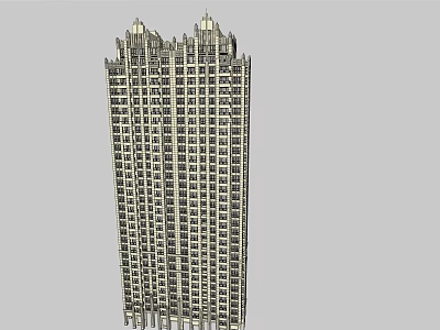 Modern High Rise Building Exterior Design With Multiple Windows And Decorative Top 3d model